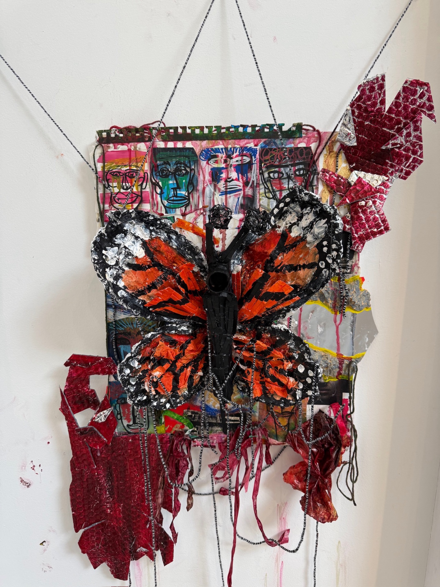 Trapped — mixed media wall sculpture detail